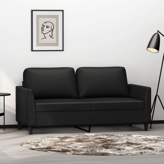 Canapé 2 places noir 140 cm simili cuir