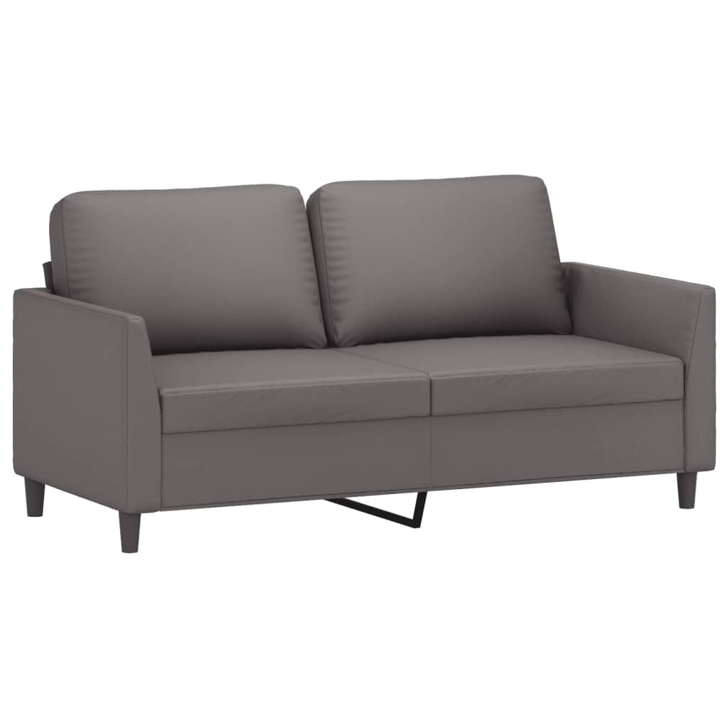 Canapé 2 places gris 140 cm simili cuir