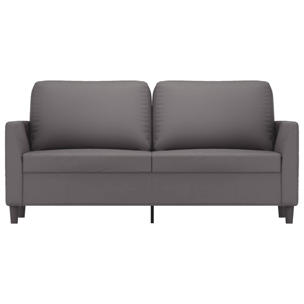 Canapé 2 places gris 140 cm simili cuir