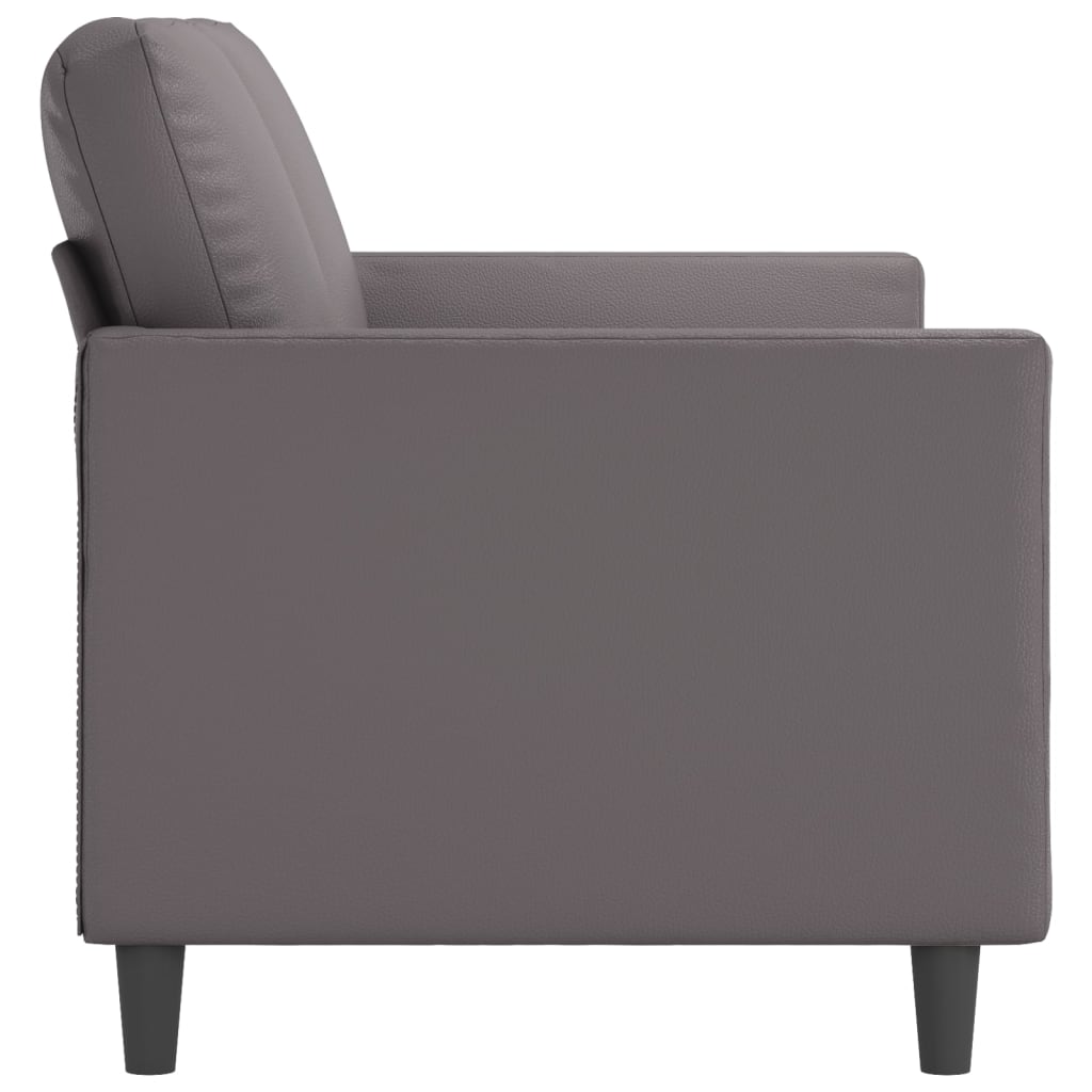 Canapé 2 places gris 140 cm simili cuir