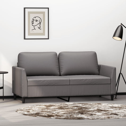 Canapé 2 places gris 140 cm simili cuir
