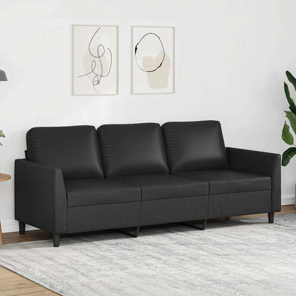 3-Sitzer-Sofa Schwarz 180 cm Kunstleder