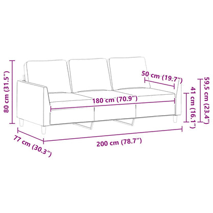 3-Sitzer-Sofa Creme 180 cm Kunstleder