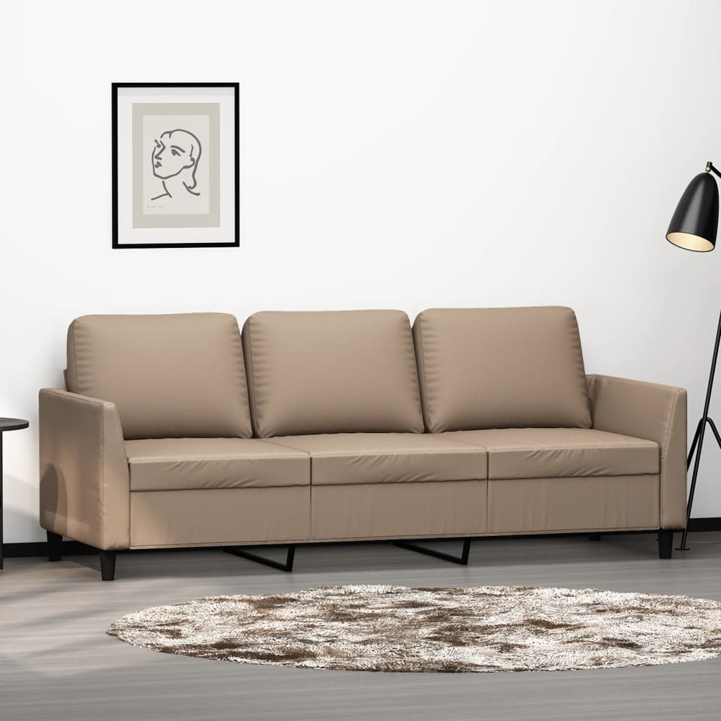 Canapé 3 places marron cappuccino 180 cm simili cuir