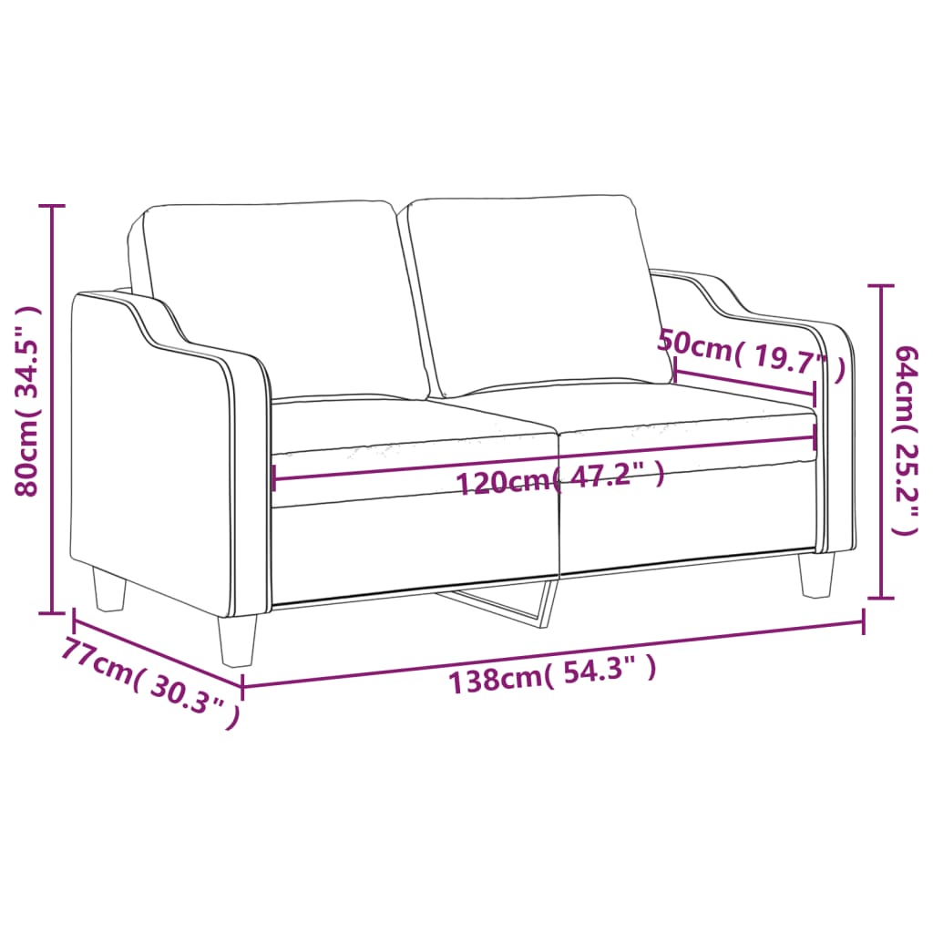 Canapé 2 places tissu gris foncé 120 cm