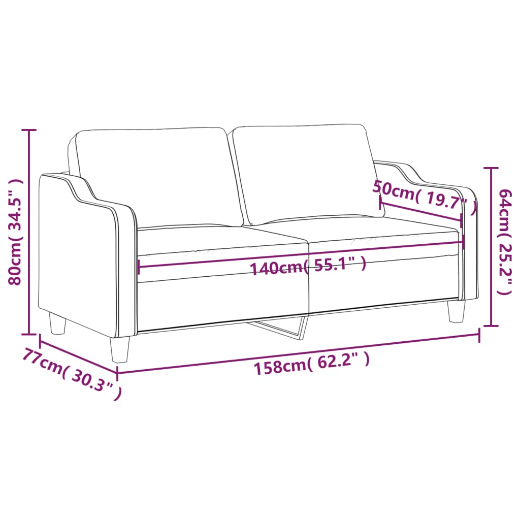 2-Sitzer-Sofa Schwarz 140 cm Stoff