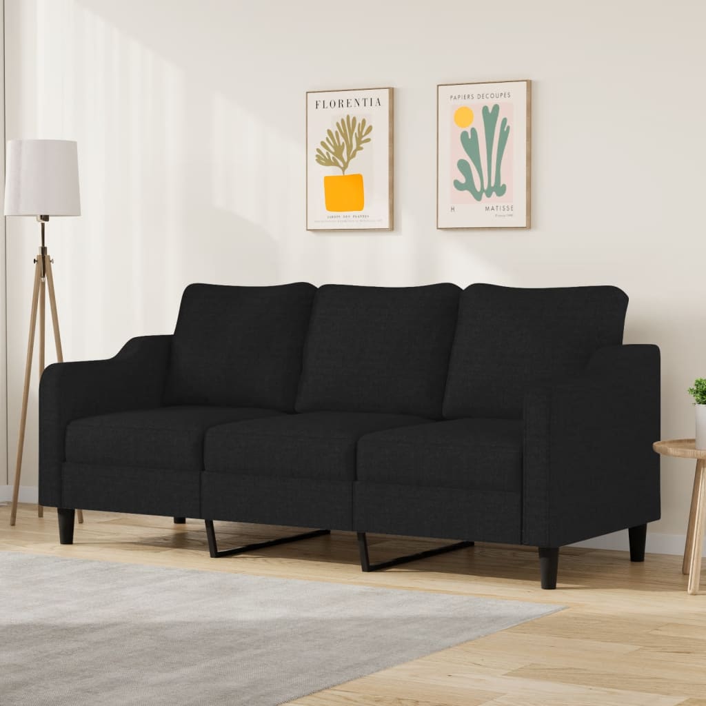 3-Sitzer-Sofa Schwarz 180 cm Stoff