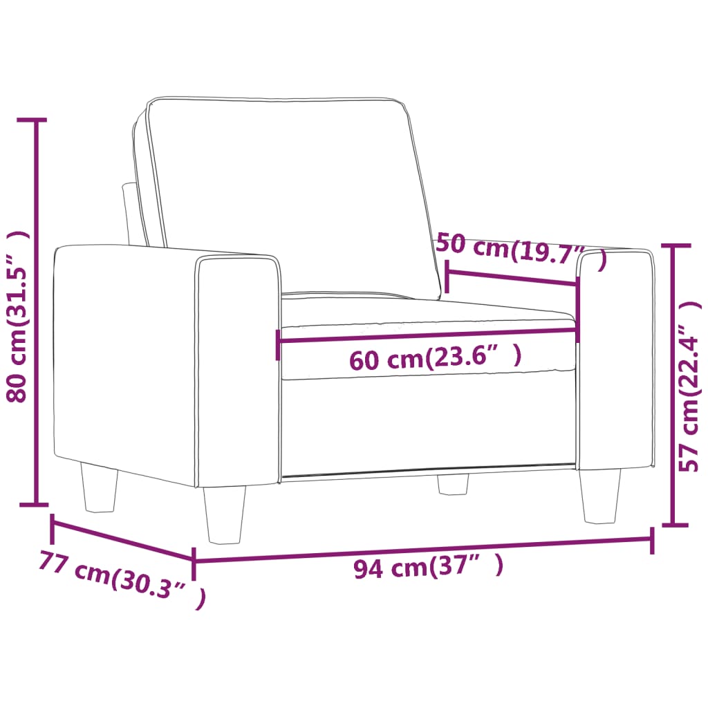 Fauteuil gris clair 60 cm tissu