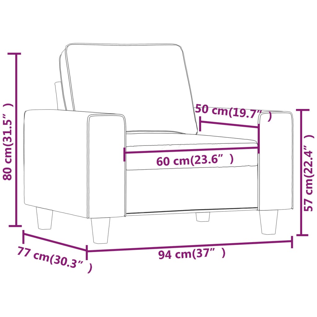 Fauteuil gris foncé 60 cm tissu