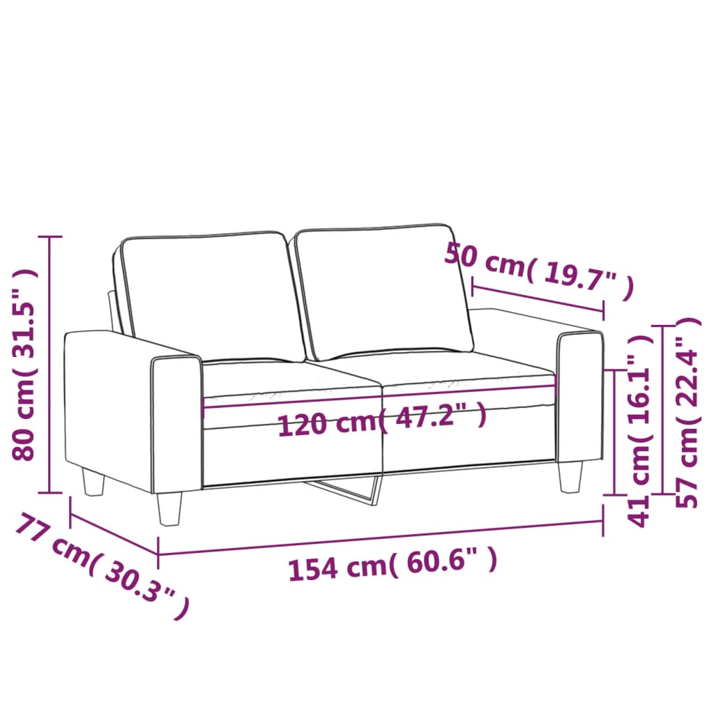 Canapé 2 places tissu jaune clair 120 cm