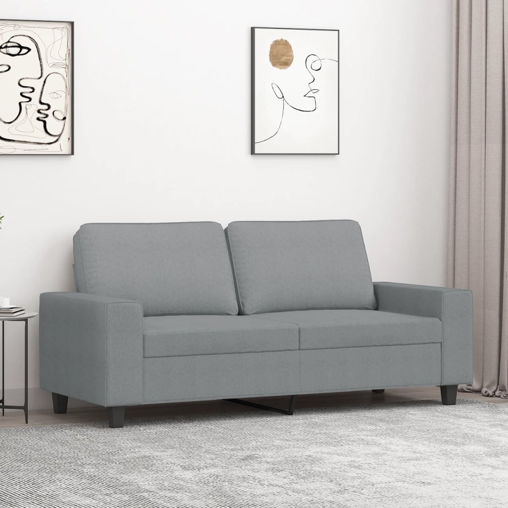 Canapé 2 places tissu gris clair 140 cm