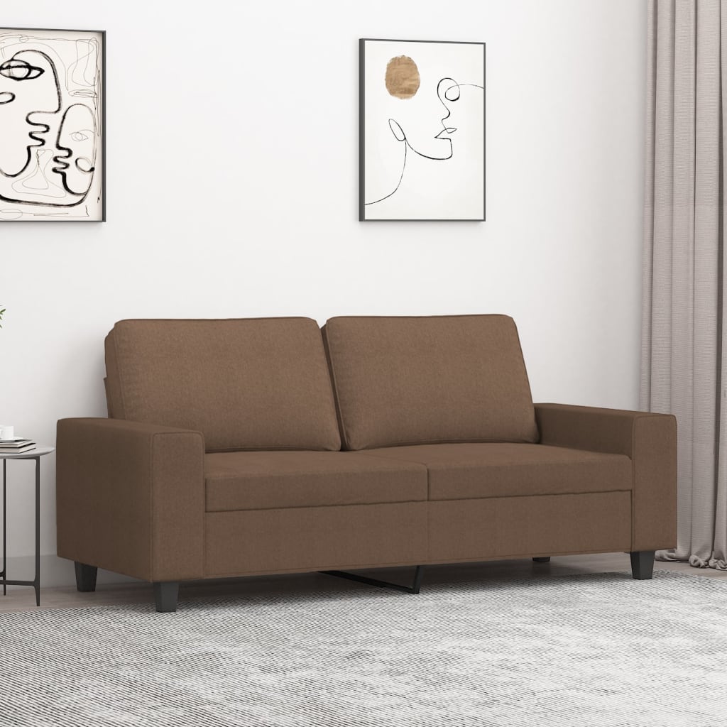 Canapé 2 places tissu marron 140 cm