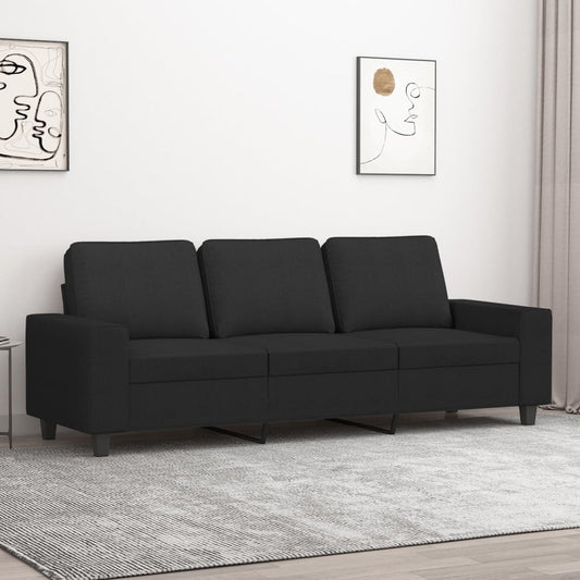 Canapé 3 places tissu noir 180 cm