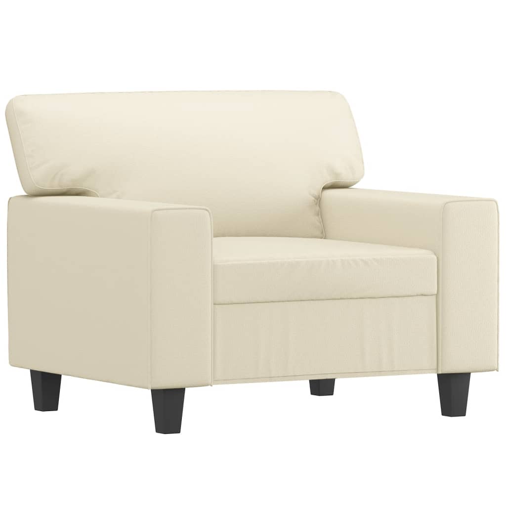 Fauteuil crème 60 cm simili cuir