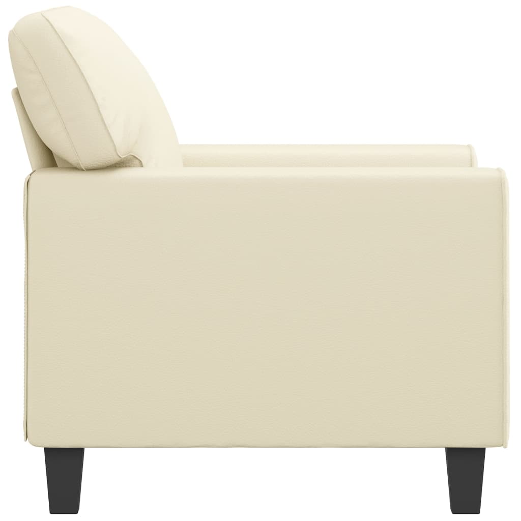 Fauteuil crème 60 cm simili cuir