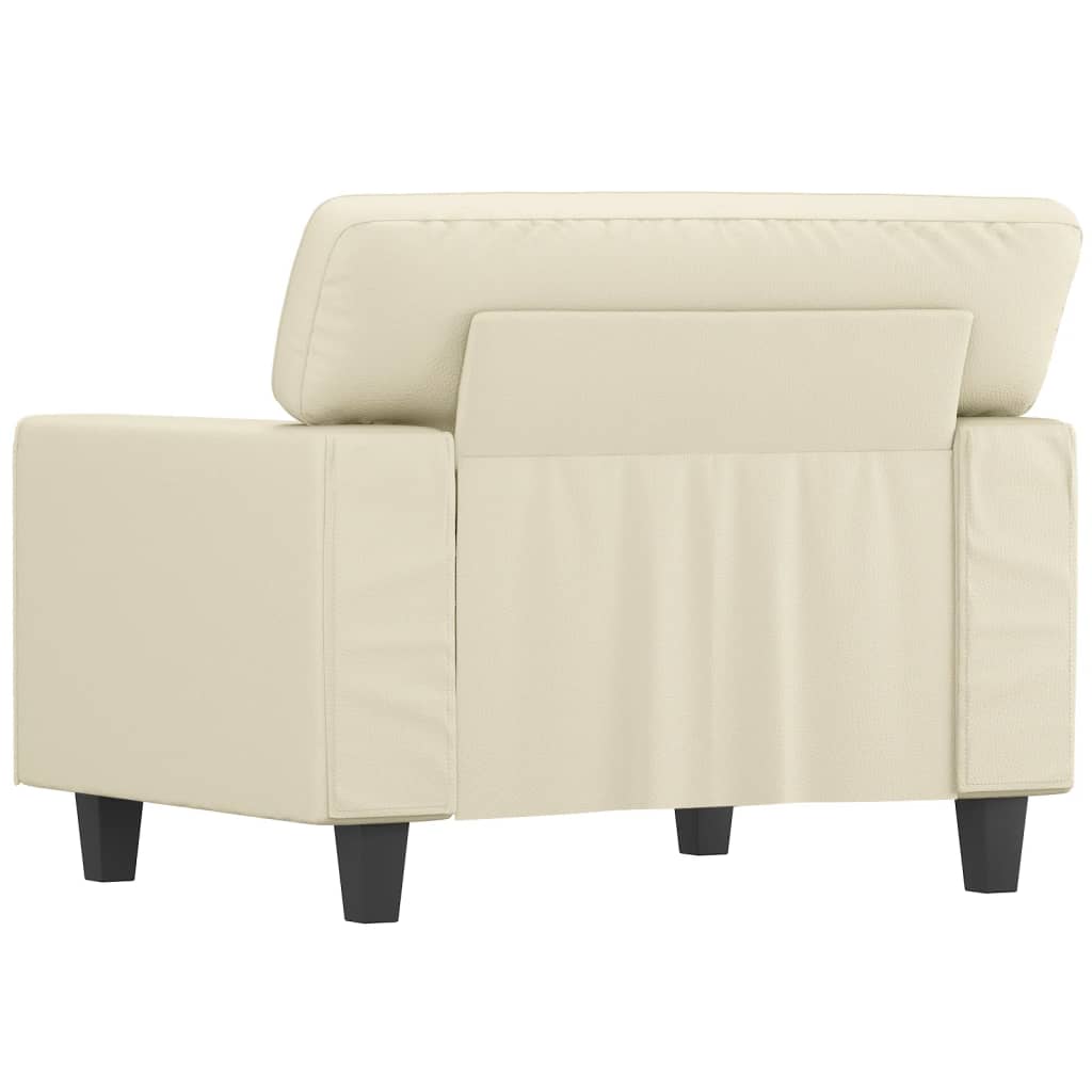 Fauteuil crème 60 cm simili cuir