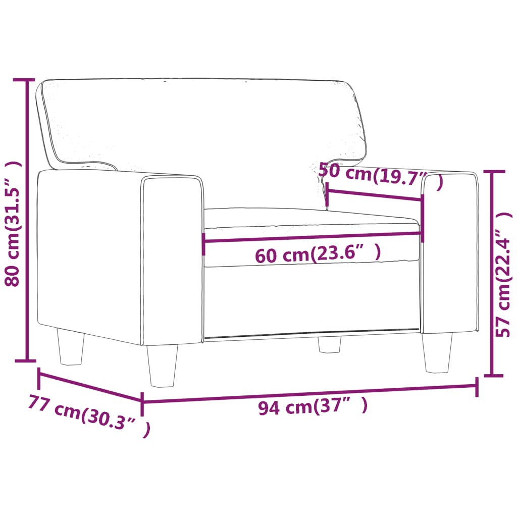 Sessel Weinrot 60 cm Kunstleder