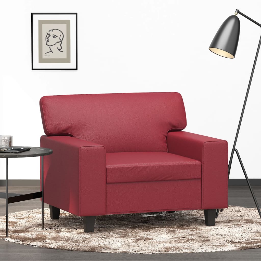 Fauteuil rouge vin 60 cm simili cuir