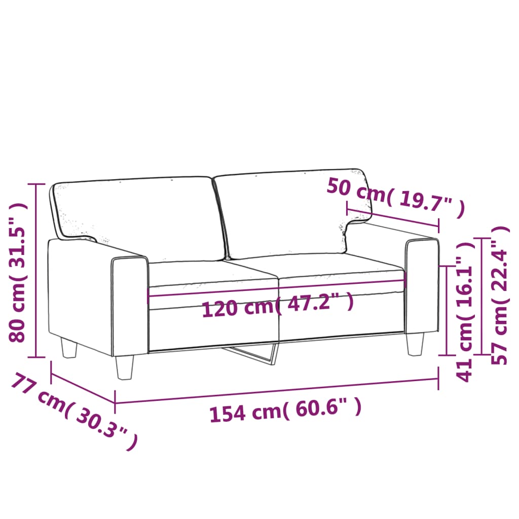 2-Sitzer-Sofa Grau 120 cm Kunstleder