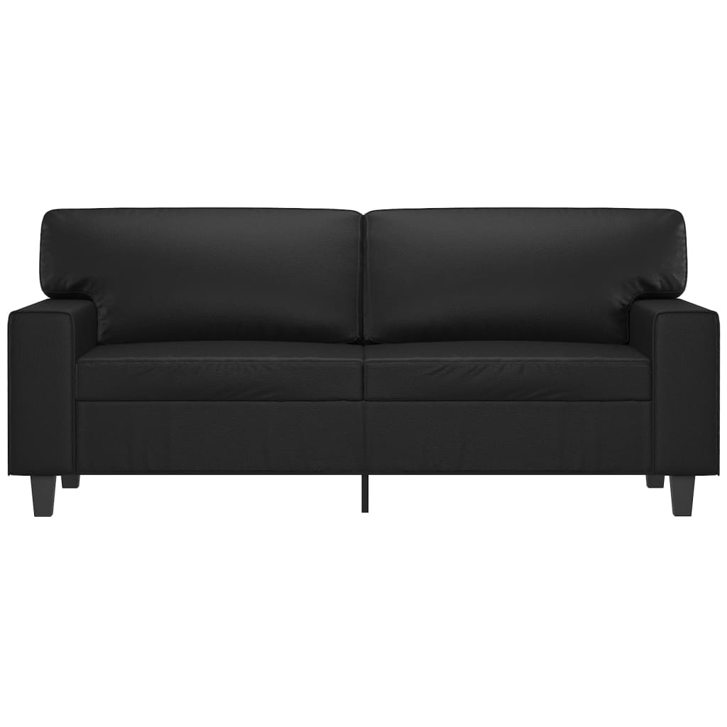 2-Sitzer-Sofa Schwarz 140 cm Kunstleder