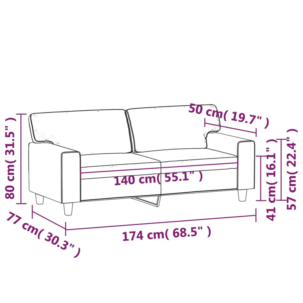 Canapé 2 places crème 140 cm simili cuir