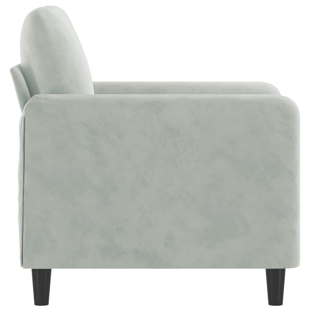 Fauteuil gris clair 60 cm velours