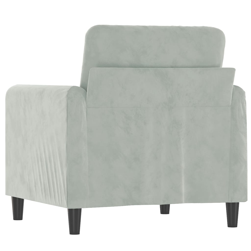 Fauteuil gris clair 60 cm velours