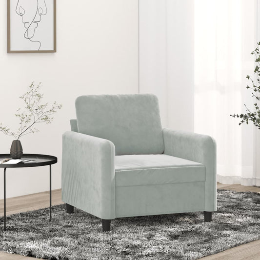 Fauteuil gris clair 60 cm velours