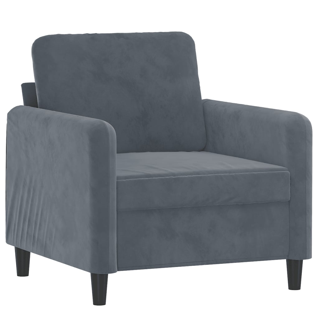 Fauteuil gris foncé 60 cm velours