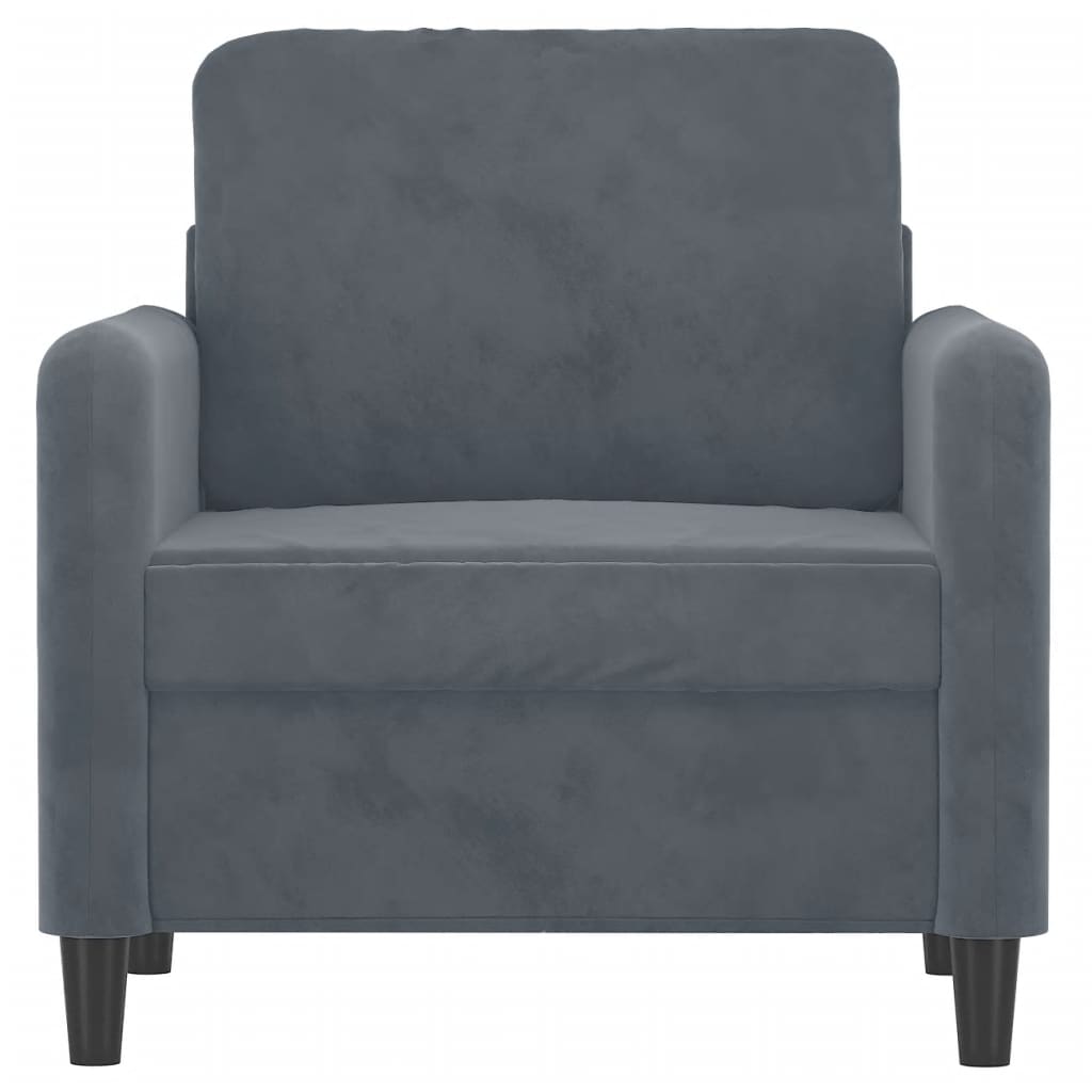 Fauteuil gris foncé 60 cm velours