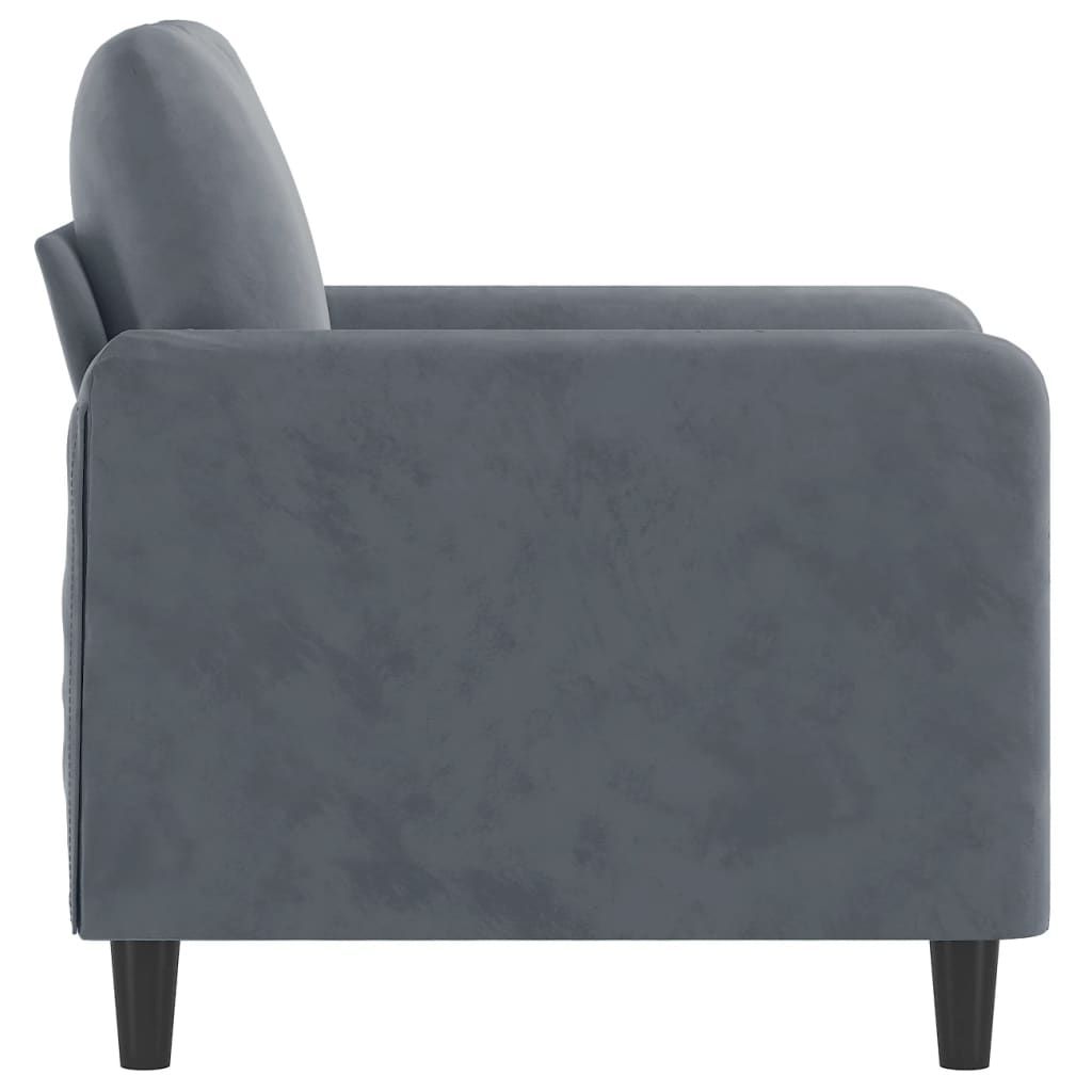 Fauteuil gris foncé 60 cm velours