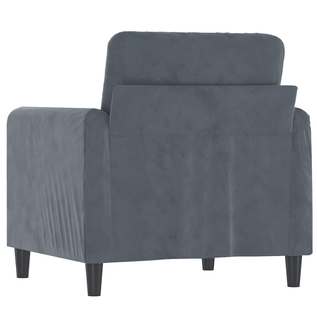 Fauteuil gris foncé 60 cm velours