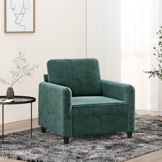 Fauteuil vert foncé 60 cm velours