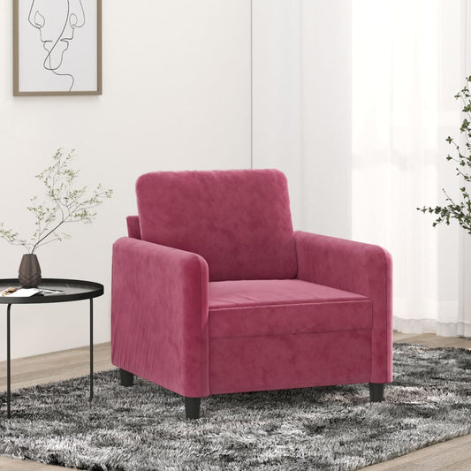 Fauteuil bordeaux 60 cm velours