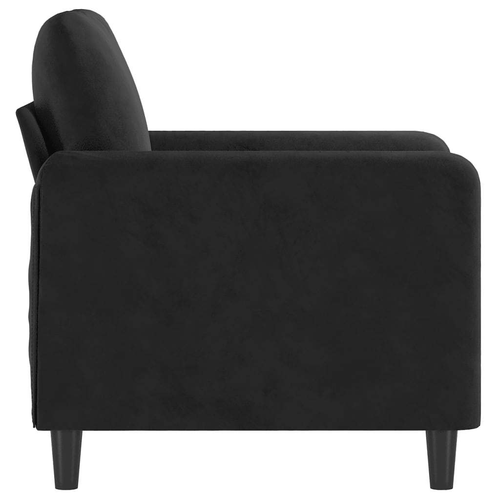 Fauteuil en velours noir 60 cm