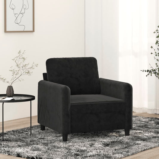 Fauteuil en velours noir 60 cm