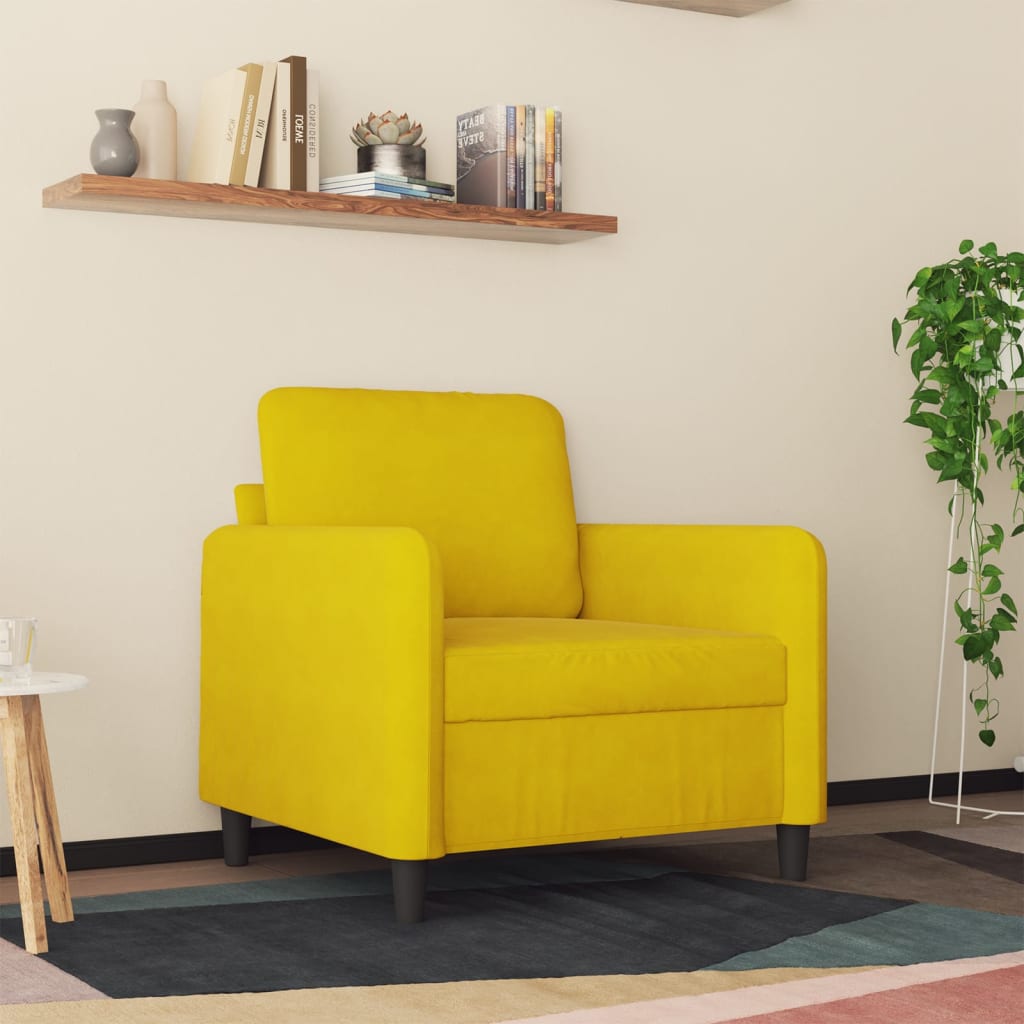 Fauteuil jaune 60 cm velours