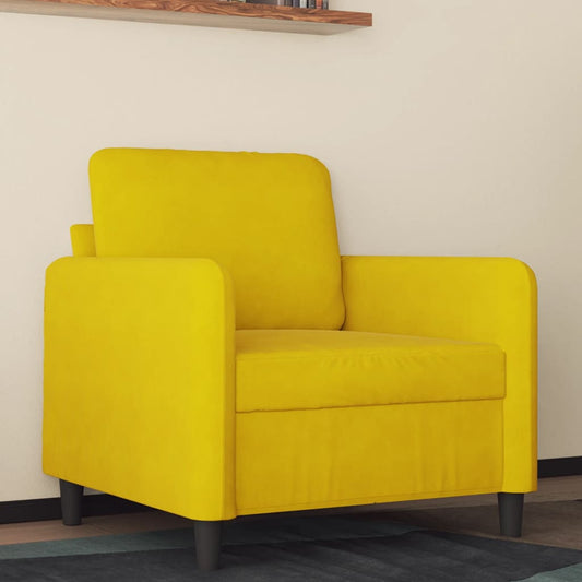 Fauteuil jaune 60 cm velours