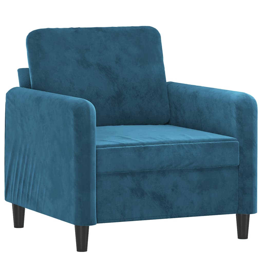 Fauteuil bleu 60 cm velours