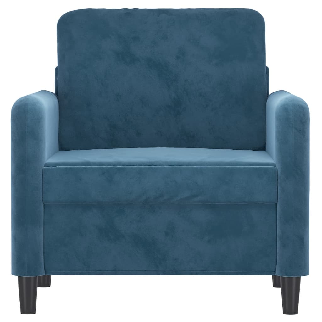 Fauteuil bleu 60 cm velours