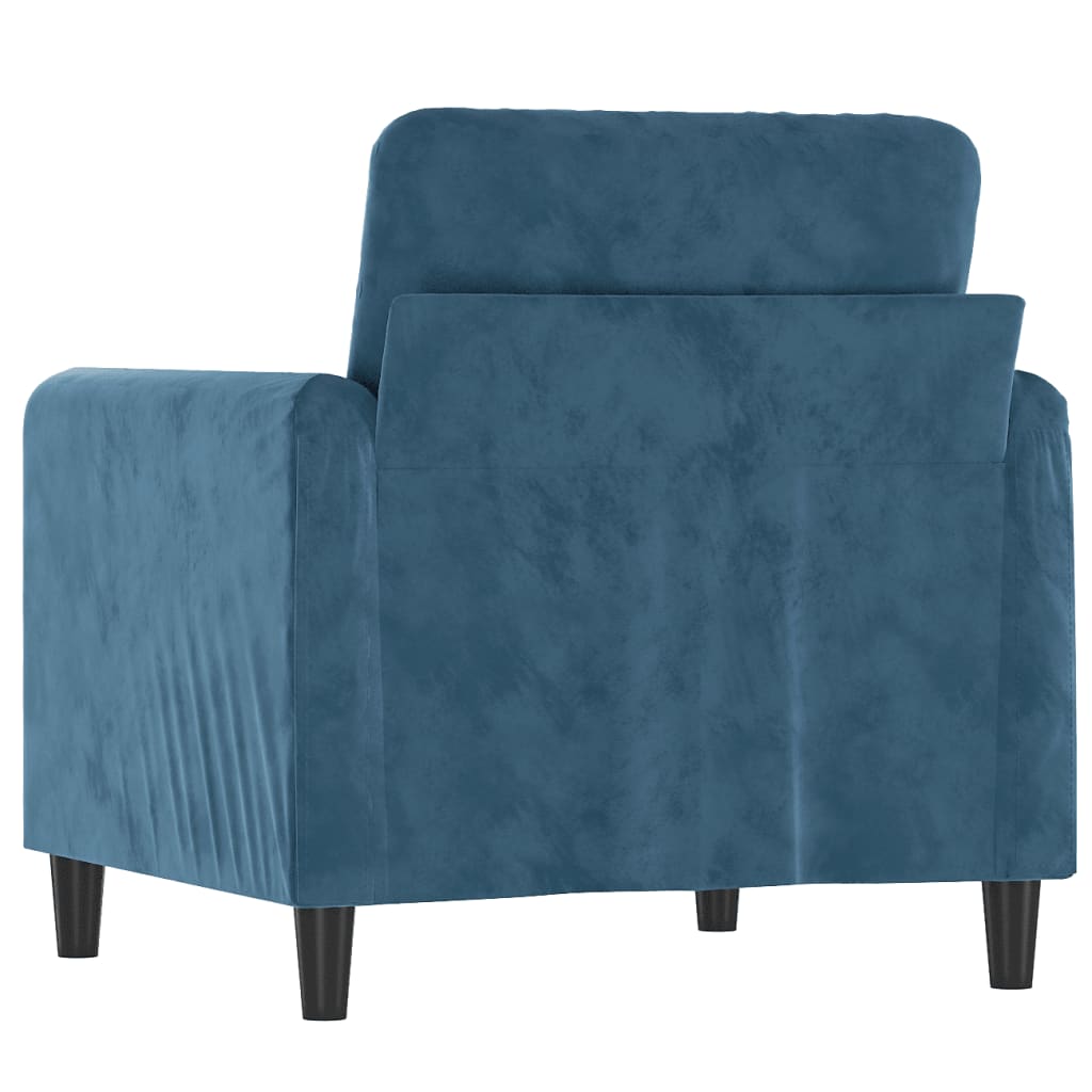 Fauteuil bleu 60 cm velours