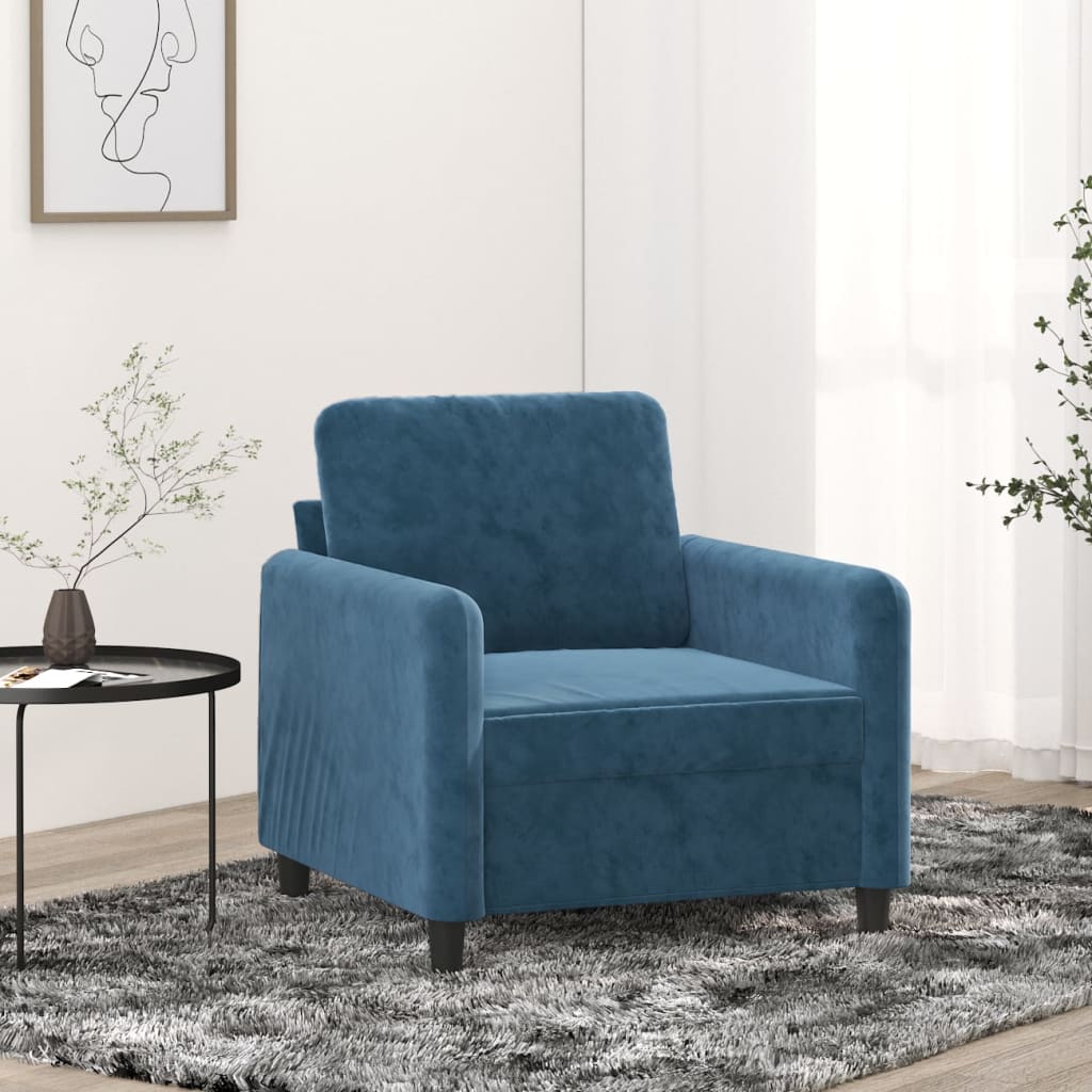 Fauteuil bleu 60 cm velours