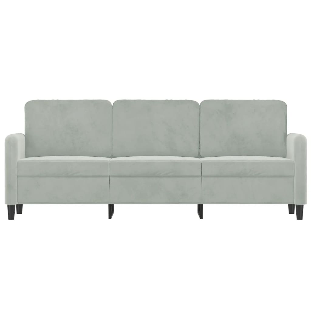 3-Sitzer-Sofa Hellgrau 180 cm Samt