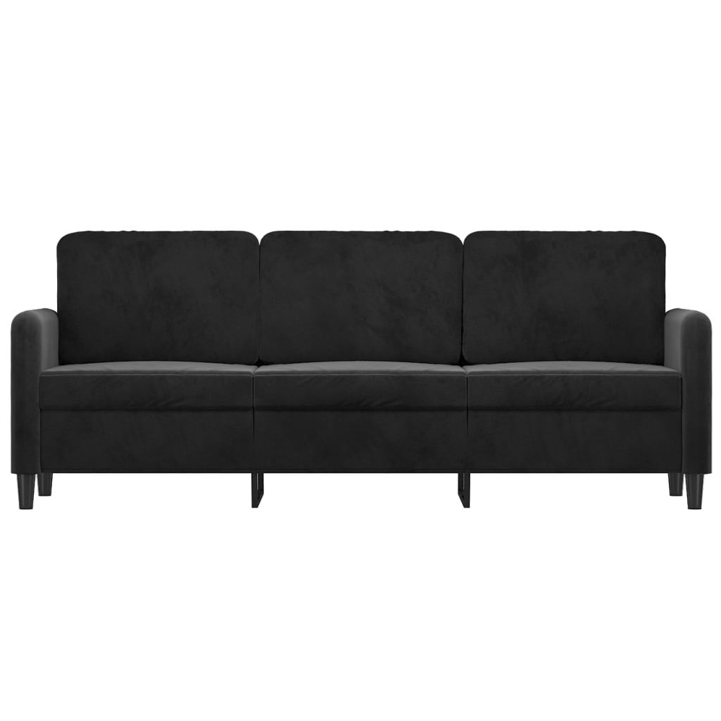 3-Sitzer-Sofa Schwarz 180 cm Samt