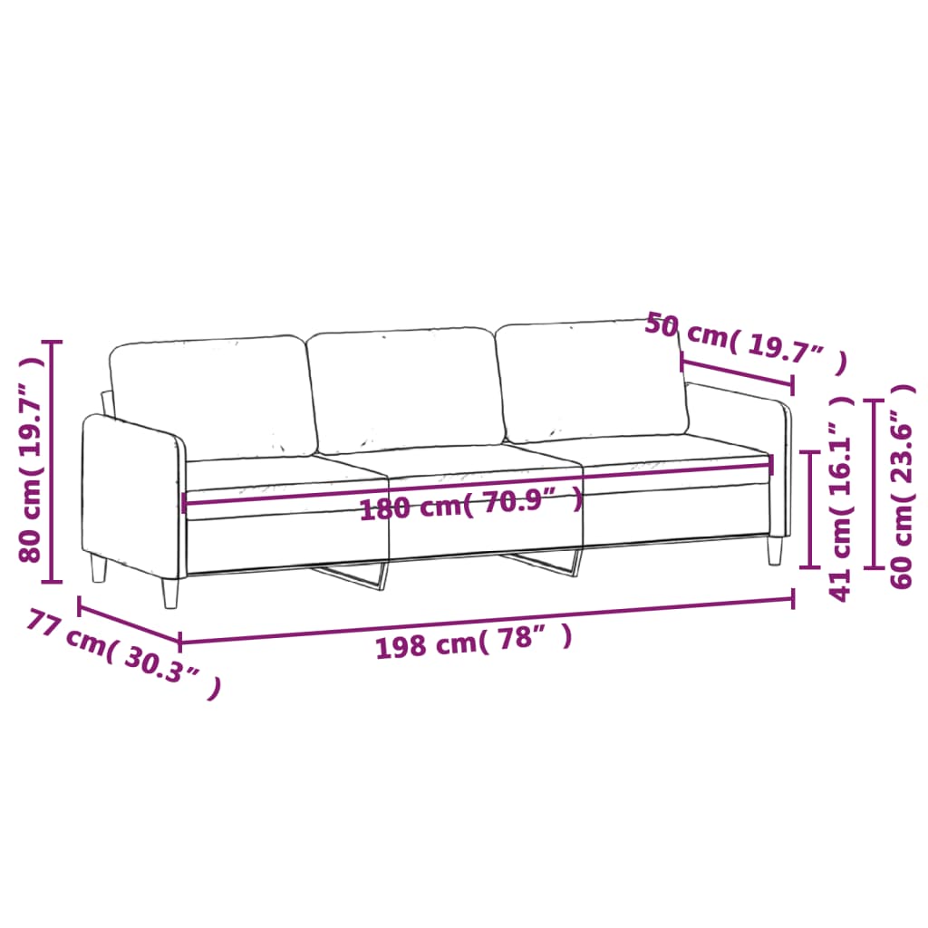 Canapé 3 places jaune 180 cm velours