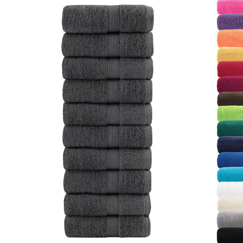 Premium Gästetücher SOLUND 10 Stk. Anthrazit 30x50 cm 600 g/m²