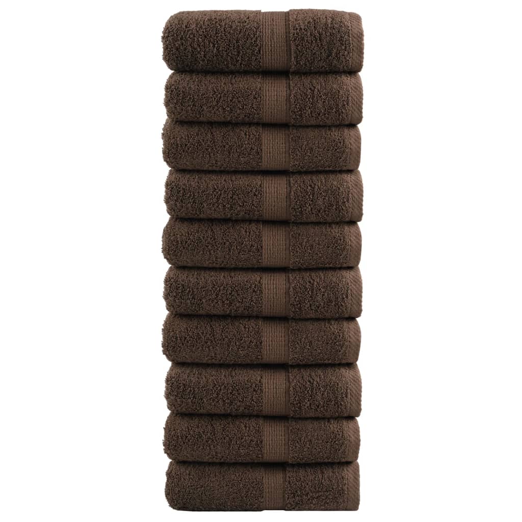 Premium Gästetücher SOLUND 10 Stk. Braun 30x50 cm 600 g/m²