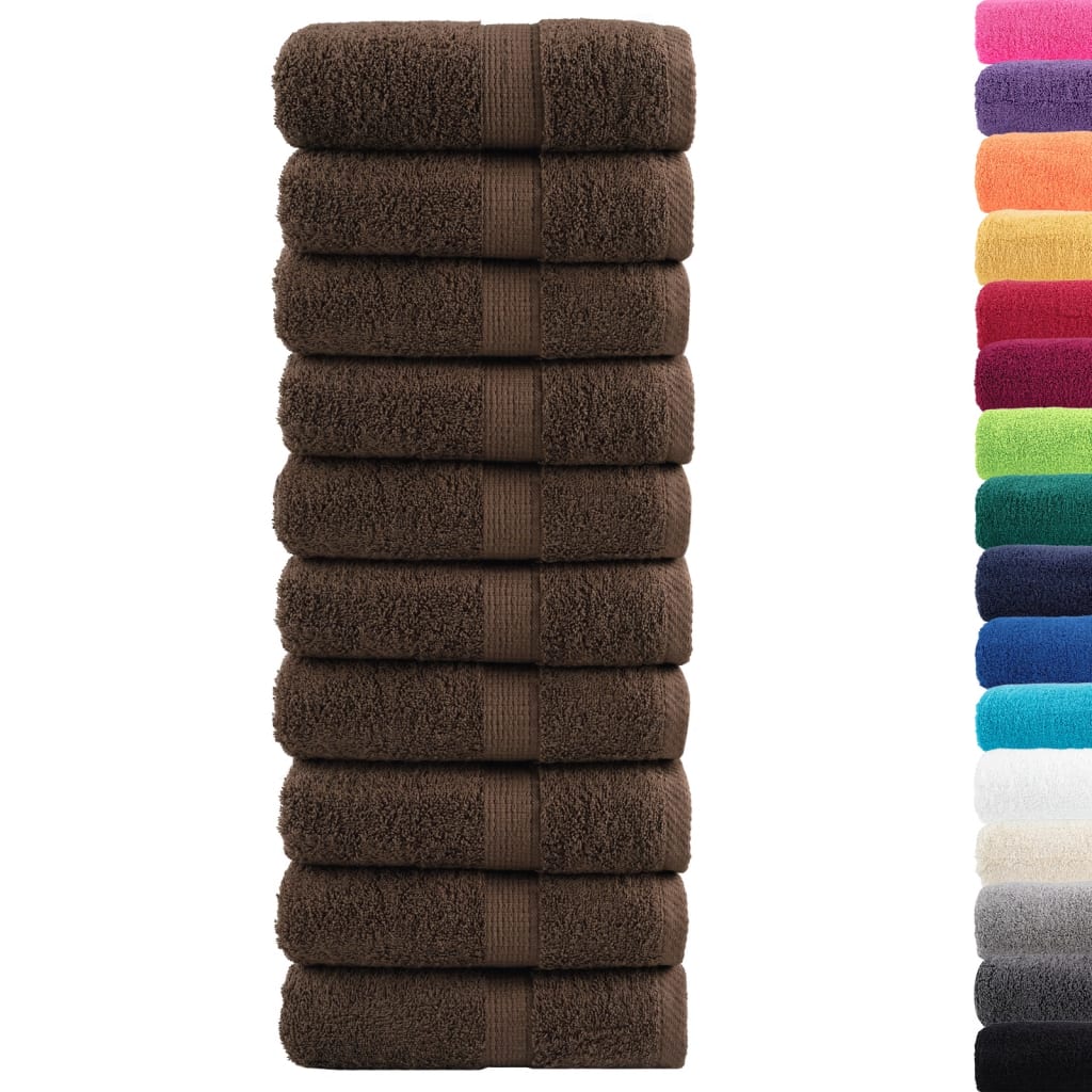 Premium Gästetücher SOLUND 10 Stk. Braun 30x50 cm 600 g/m²