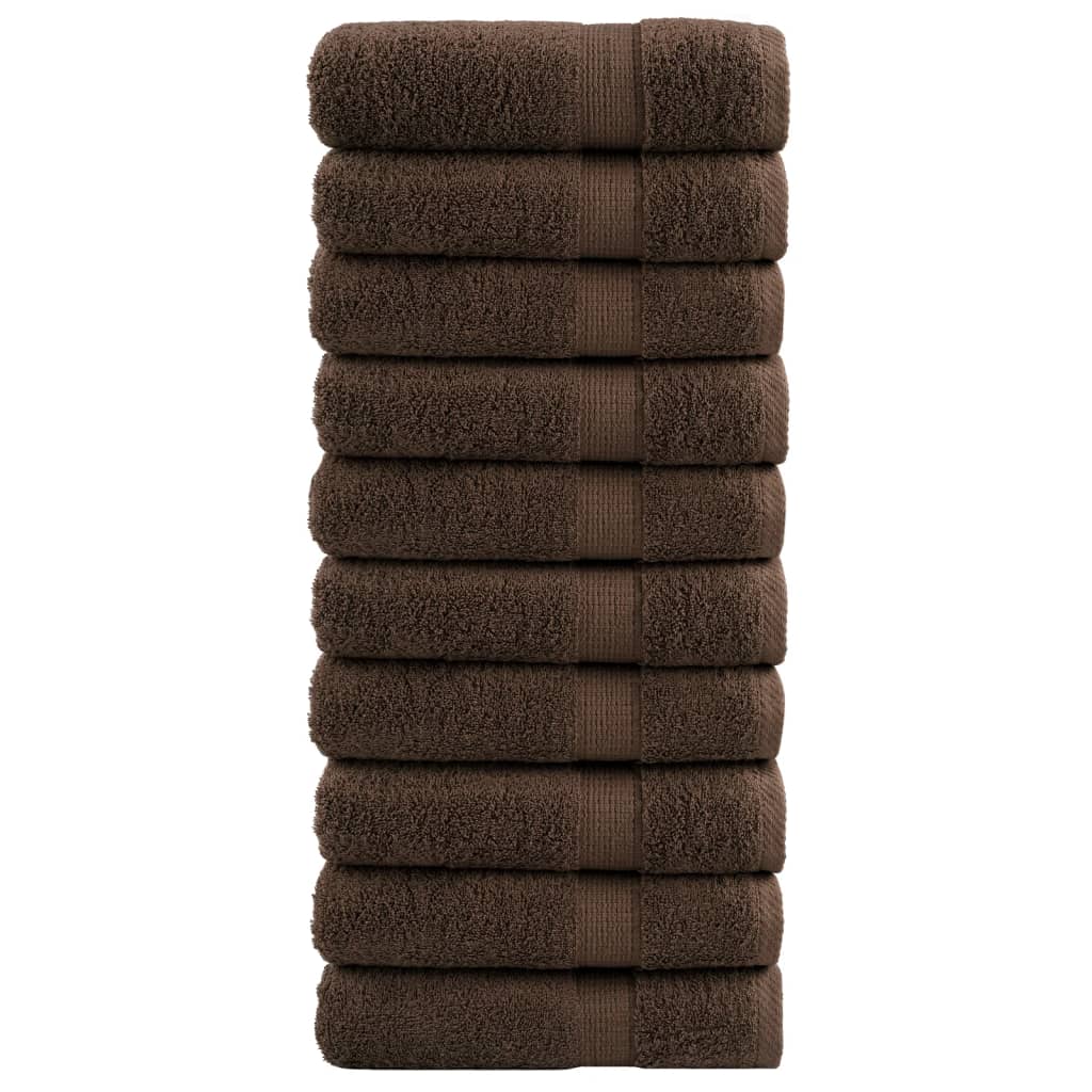 Premium Handtücher SOLUND 10 Stk. Braun 50x100 cm 600 g/m²