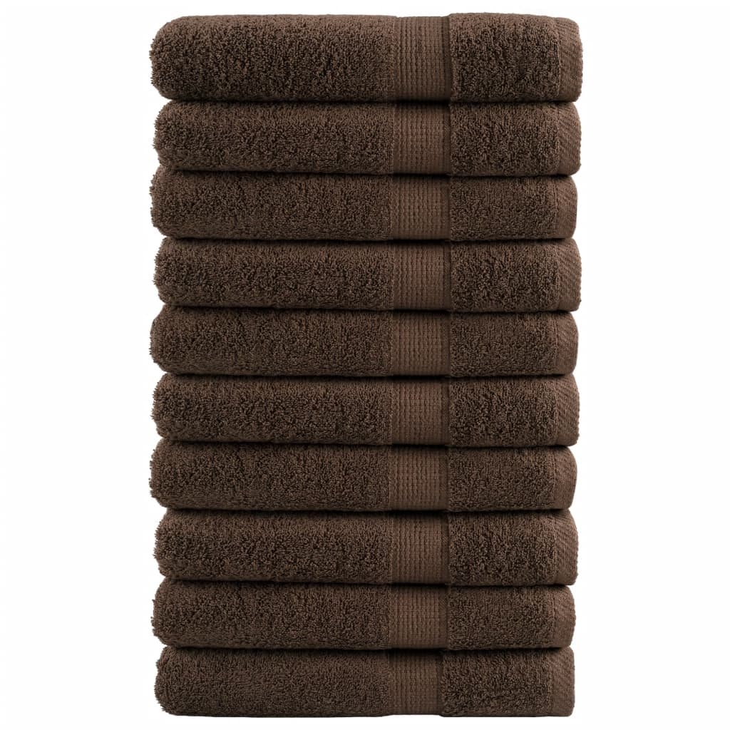 Premium Handtücher SOLUND 10 Stk. Braun 100x200 cm 600 g/m²